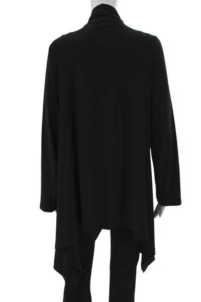 Sympli Womens Black Cowl Neck Cardigan Long Sleeve Polyester Minimalist Size 18