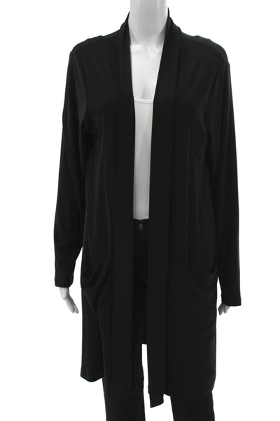 Sympli Women Black V-Neck Cardigan Long Sleeve Solid Polyester Size 18