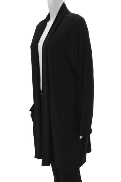 Sympli Women Black V-Neck Cardigan Long Sleeve Solid Polyester Size 18