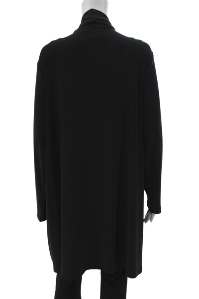 Sympli Women Black V-Neck Cardigan Long Sleeve Solid Polyester Size 18