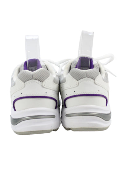 Vionic Womens Lace Up Knit Trim Leather Trainers Sneakers White Purple Size 8