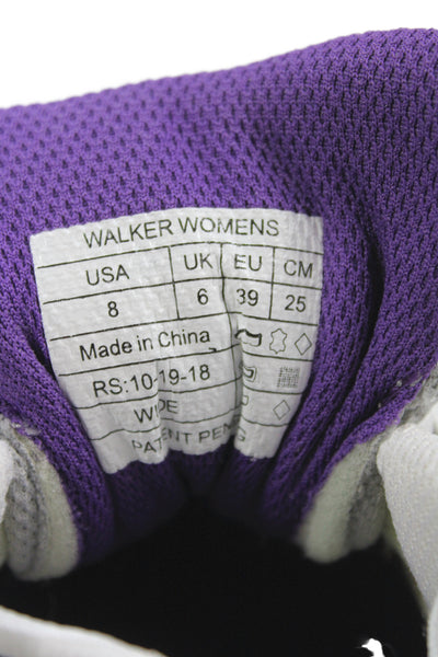 Vionic Womens Lace Up Knit Trim Leather Trainers Sneakers White Purple Size 8