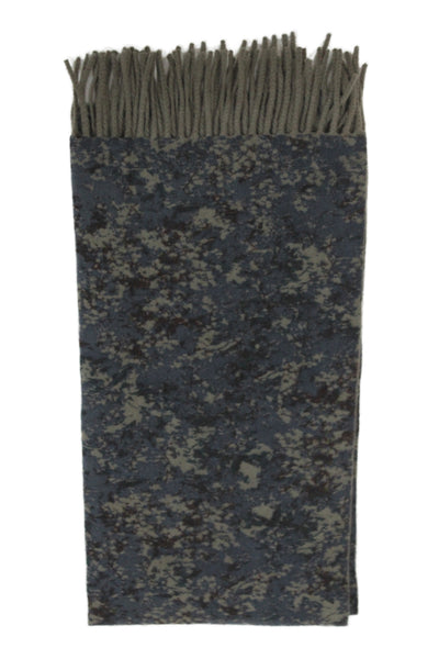 Loro Piana Womens Fringe Trim Cashmere Knit Abstract Scarf Gray Blue 70"x18"