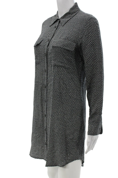Equipment Femme Womens Tunic Button Up Black Animal Print Long Sleeve Size XS