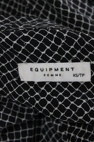 Equipment Femme Womens Tunic Button Up Black Animal Print Long Sleeve Size XS