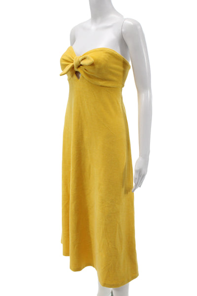 Zimmermann Women Sundress Yellow Cotton Sweetheart Sleeveless Knee Length Size 3