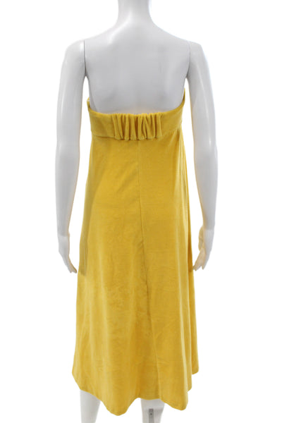 Zimmermann Women Sundress Yellow Cotton Sweetheart Sleeveless Knee Length Size 3