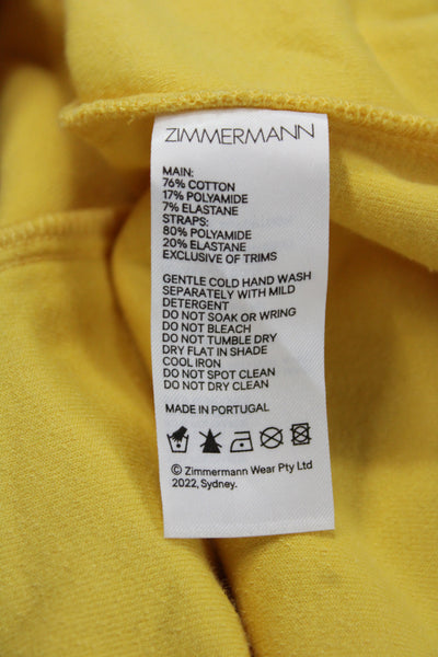 Zimmermann Women Sundress Yellow Cotton Sweetheart Sleeveless Knee Length Size 3
