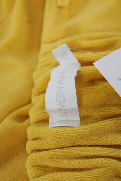 Zimmermann Women Sundress Yellow Cotton Sweetheart Sleeveless Knee Length Size 3