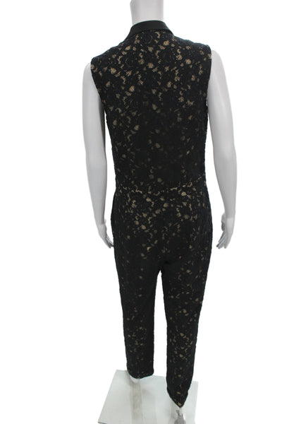 Sea Women Sleeveless V-Neck Floral Jumpsuit Black Button Fall Size 6