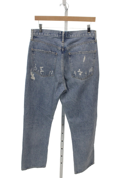 Agolde Womens Straight Jeans Blue 100% Cotton Mid Rise Button Size 28
