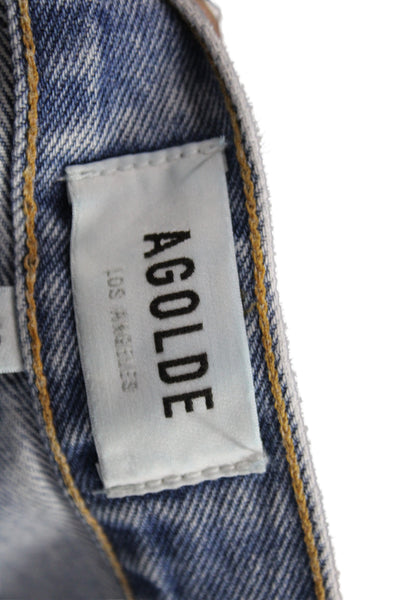 Agolde Womens Straight Jeans Blue 100% Cotton Mid Rise Button Size 28