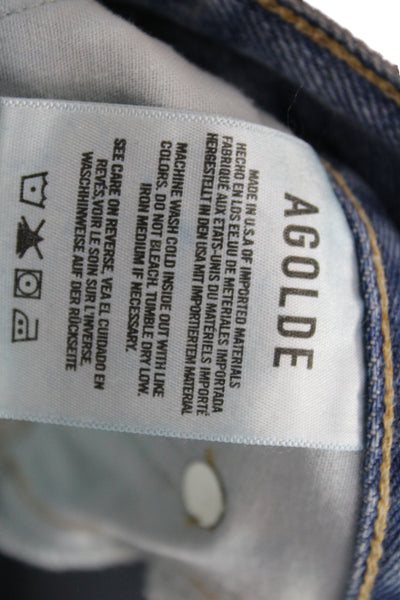 Agolde Womens Straight Jeans Blue 100% Cotton Mid Rise Button Size 28