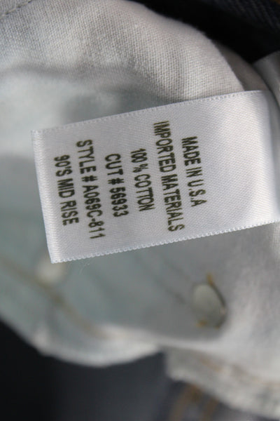 Agolde Womens Straight Jeans Blue 100% Cotton Mid Rise Button Size 28