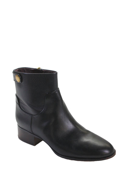 Franco Sarto Womens Leather Wooden Block Heel Ankle Boots Black Size 8.5