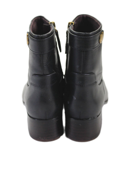 Franco Sarto Womens Leather Wooden Block Heel Ankle Boots Black Size 8.5