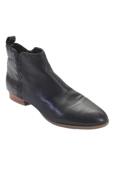 Jack Rogers Womens Leather Wooden Heel Ankle Boots Black Size 8