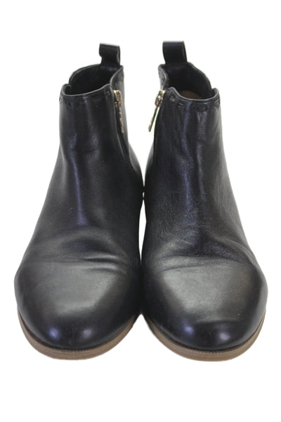 Jack Rogers Womens Leather Wooden Heel Ankle Boots Black Size 8