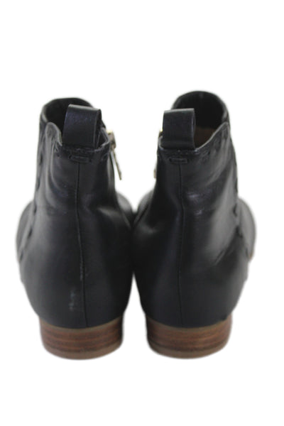 Jack Rogers Womens Leather Wooden Heel Ankle Boots Black Size 8