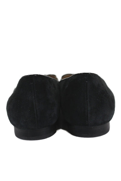 Trotters Women Leather Suede Bow Tie Heart Flats Black Size 9