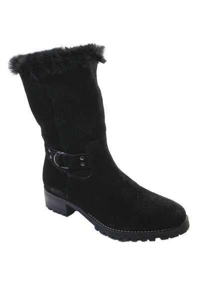 Talbots Womens Leather Suede Mid Calf Black Size 8
