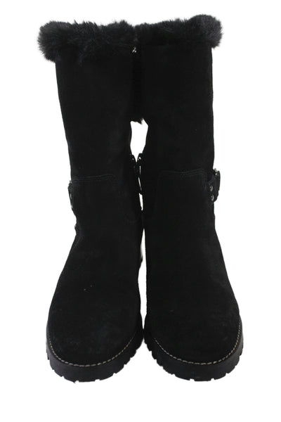 Talbots Womens Leather Suede Mid Calf Black Size 8