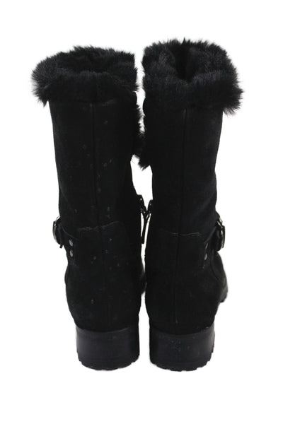 Talbots Womens Leather Suede Mid Calf Black Size 8