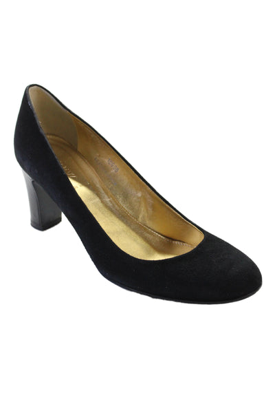 J Crew  Leather Suede Round Toe Pump Heels Black Size 8.5