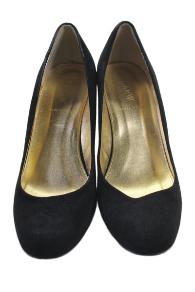 J Crew  Leather Suede Round Toe Pump Heels Black Size 8.5