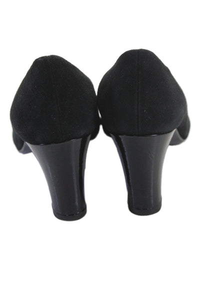 J Crew  Leather Suede Round Toe Pump Heels Black Size 8.5