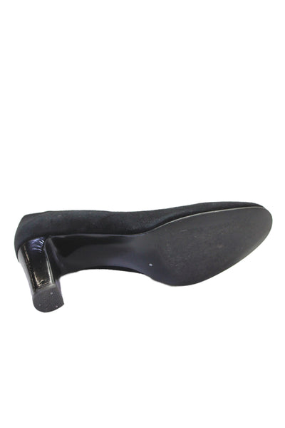 J Crew  Leather Suede Round Toe Pump Heels Black Size 8.5