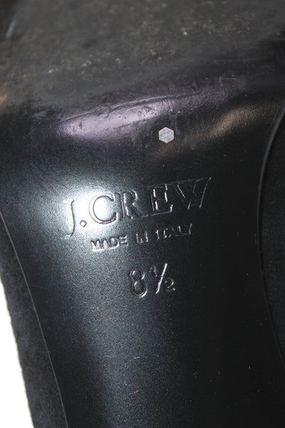 J Crew  Leather Suede Round Toe Pump Heels Black Size 8.5