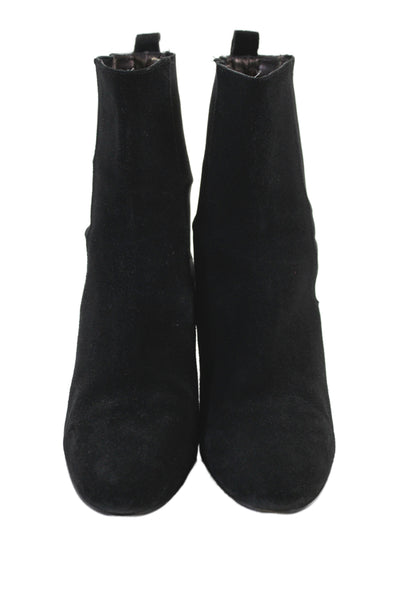 Ann Taylor Womens Leather Suede Slip On Block Heel Boots Black Size 8