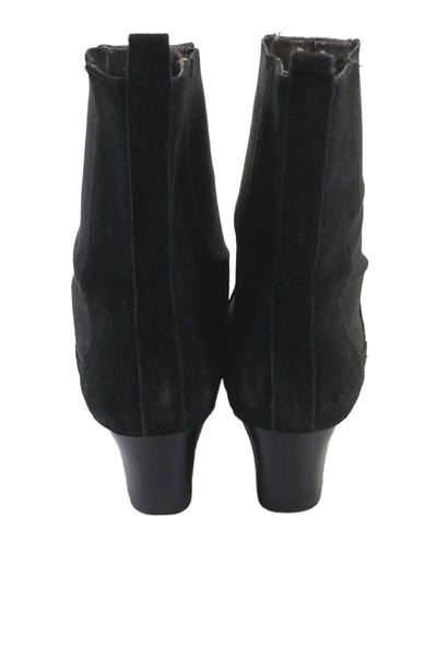 Ann Taylor Womens Leather Suede Slip On Block Heel Boots Black Size 8