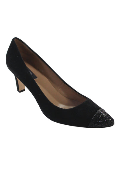 Ann Taylor Womens Suede Glitter Pump Heels Black Size 8