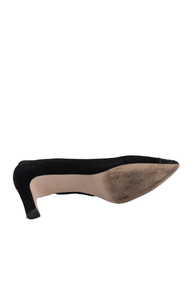Ann Taylor Womens Suede Glitter Pump Heels Black Size 8