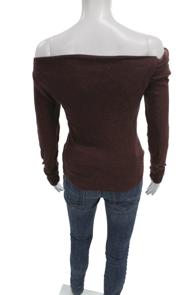 Reformation Women Brown Boatneck Pullover Sweater Long Sleeve Size S