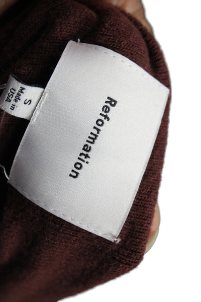 Reformation Women Brown Boatneck Pullover Sweater Long Sleeve Size S