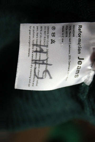 Reformation Women Green Recycled Cashmere Pullover Sweater Size S