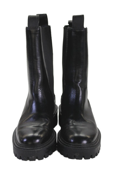 Last Womens Leather Round Toe Pull On Mid-Calf Boots Black Size 38 8