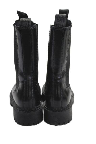 Last Womens Leather Round Toe Pull On Mid-Calf Boots Black Size 38 8