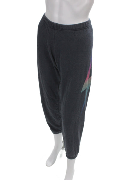 Aviator Nation Unisex Adults Jogger Pants Gray Lightning Bolt 50% Cotton Size S
