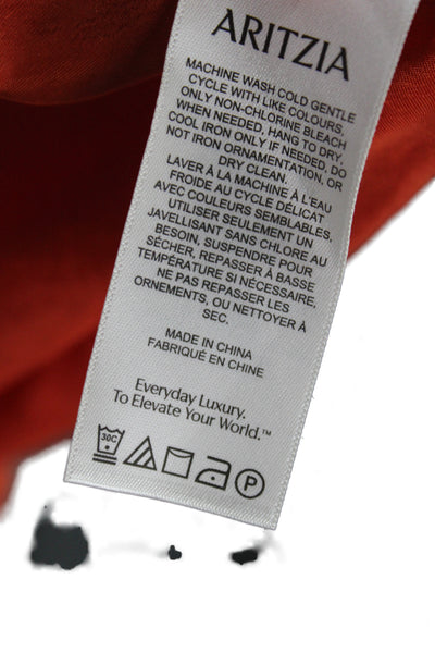 Babaton Women Orange Mini Skirt 100% Acetate Pull On Short Size 8