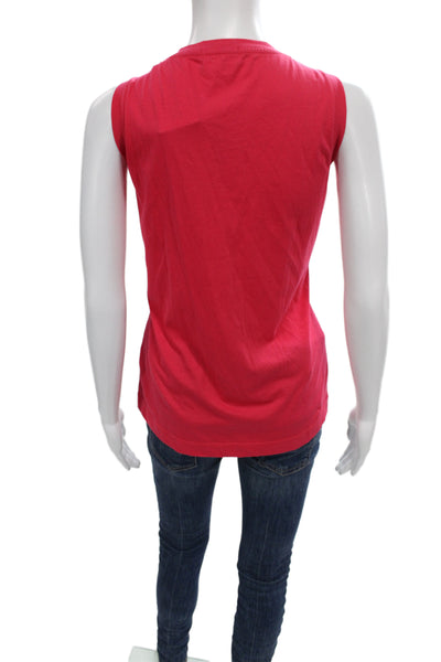 Elliott Lauren Women Red Pima Cotton V Neck Sleeveless Basic Tank Size S