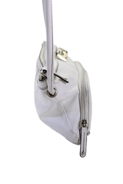 Tignanello Womens Leather Multi-Compartment Zip Up Shoulder Bag White