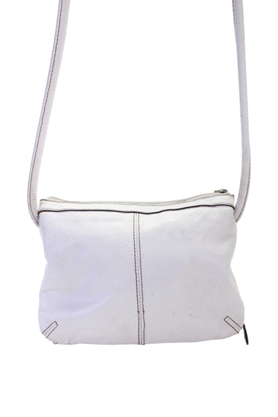 Tignanello Womens Leather Multi-Compartment Zip Up Shoulder Bag White