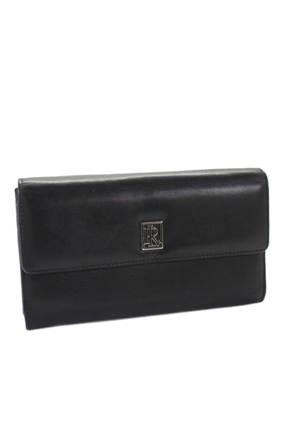Ralph Lauren Unisex Adults Leather Multi-Compartment Tri-Fold Wallet Black