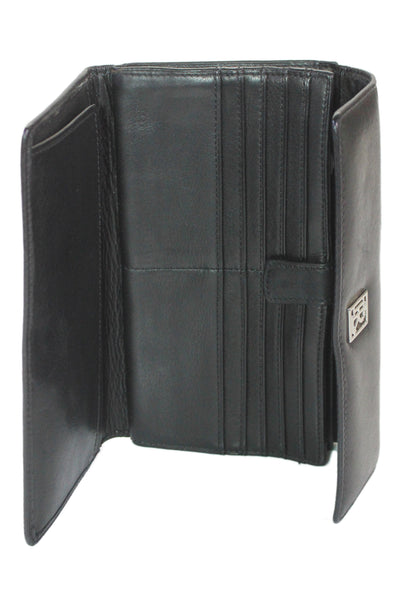 Ralph Lauren Unisex Adults Leather Multi-Compartment Tri-Fold Wallet Black