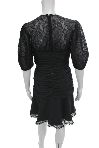 Jonathan Simkhai Women Black Mini Dress V Neck Short Sleeve Zip Size 4
