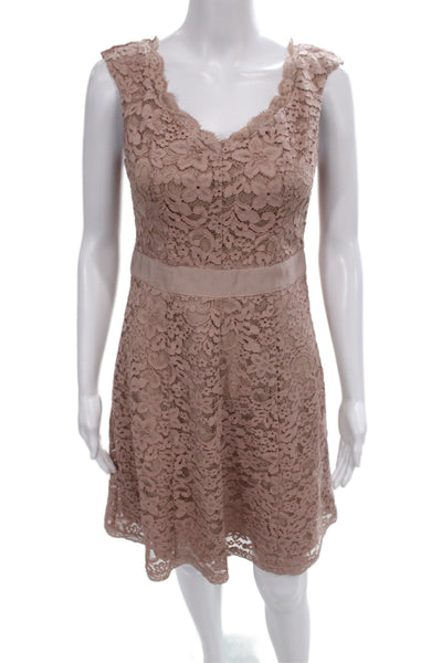 Liu JO Women Fit & Flare Floral Scoop Neck Sleeveless Pink Short Dress Size 42